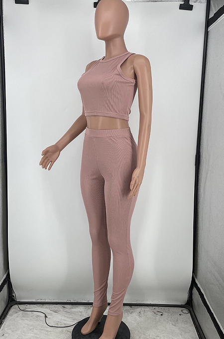 Fashion Sexy Pure Color Pit Bar Vest Two-Piece HG108