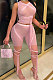 Sexy Net Yarn Perspective Bind Pure Color Sleeveless Shorts Sets MLM9053