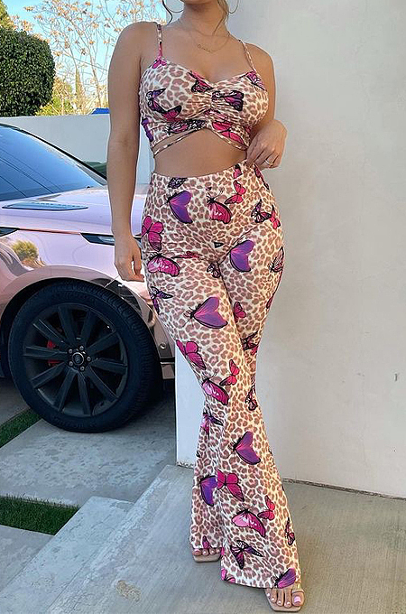 Fashion Cultivate One's Morality Boob Tube Top Leopard Print Two-Piece PQ8031