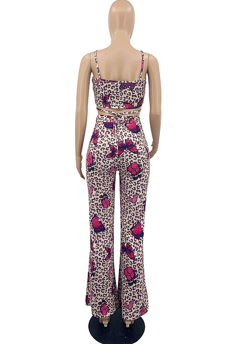 Fashion Cultivate One's Morality Boob Tube Top Leopard Print Two-Piece PQ8031