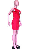 Fashion Sexy Inclined Shoulder Hollow Out Pure Color Mini Dress ASM5007