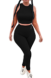 Fashion Sexy Pure Color Pit Bar Vest Two-Piece HG108