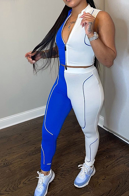 Sexy Summer Spliced Zipper Casual Two-Piece HG111