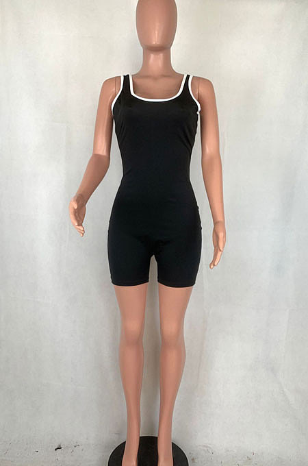 Summer Casual Pure Color Sport Romper Shorts R6296