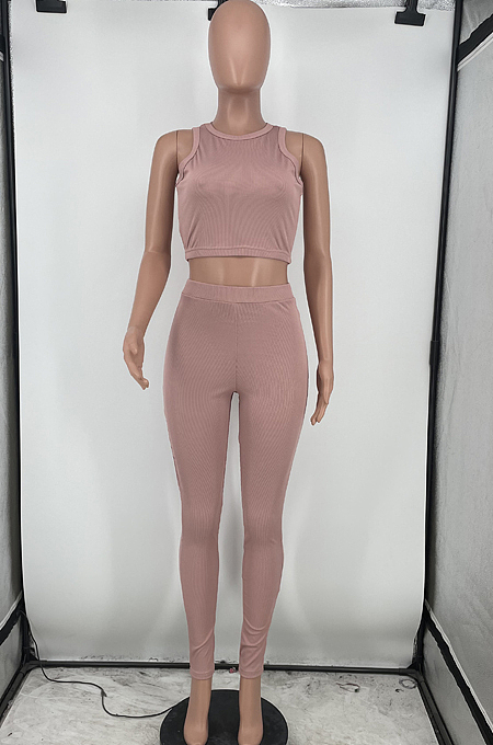 Fashion Sexy Pure Color Pit Bar Vest Two-Piece HG108