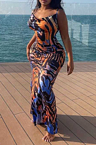 Night Club Tight Package Hip Print Sling Dress PQ8030