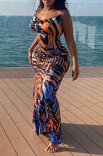 Night Club Tight Package Hip Print Sling Dress PQ8030