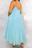 Sexy Pure Color Linen Loose Casual Sling Dress L0346