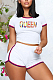 Sexy Letter Print Cultivate One's Morality Side Stripe Casual Suit MK024