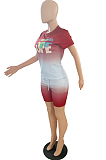 Fashion Summer Gradient Letter Print Casual Two-Piece YFS3506