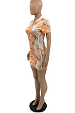 Euramerican Women Chest Zipper Print Tie Dye Drss SYY8058