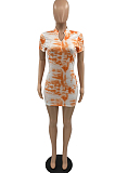 Euramerican Women Chest Zipper Print Tie Dye Drss SYY8058