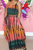 Summer Tie Dye Print Loose Sling Dress TK6170
