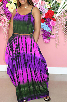 Summer Tie Dye Print Loose Sling Dress TK6170