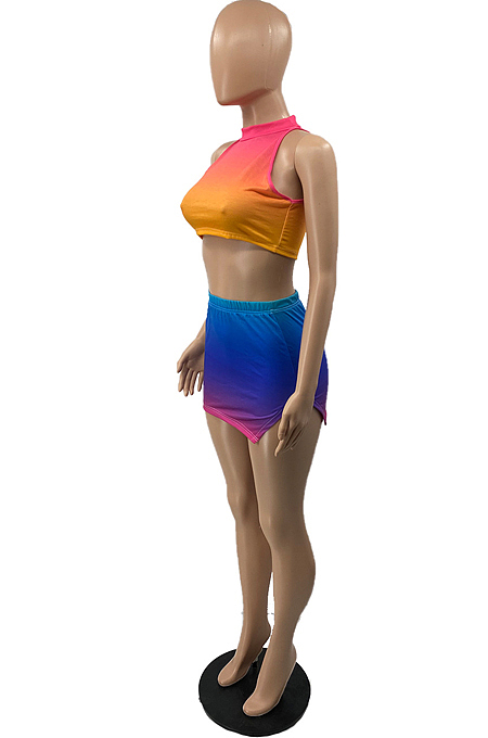 Euramerican Fashion Rainbow Gradient Two-Piece SYY8057