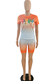 Fashion Summer Gradient Letter Print Casual Two-Piece YFS3506