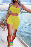 Personality Sexy Asymmetric Pure Color Sport Two-Piece TK6162