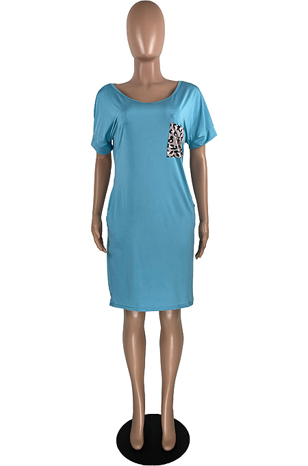 Fashion V Neck Leopard Print Pocket Dress YFS3689