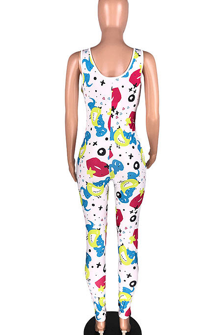 Trendy Womne Cartoon Lips Multi Bodycon Jumpsuits AYL7015