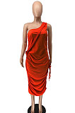 Sexy Temperament Women Condole Belt Drawsting Adjustable Midi Dress AYL2042