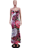 Fashion Sexy Mid Waist Print Booty Long Dress WY6785