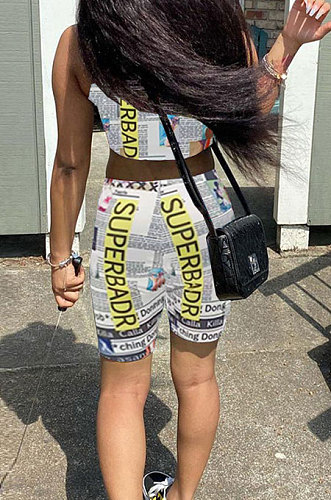 Trendy Streets Trendsetter Printing Vest Sleeveless Shorts Sets WME2048