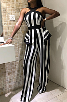 Fashion Sexy Black White Stripe Jumpsurt MD180