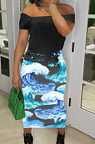 Loose Beach Vacation Printing Midi Dress AYL2041