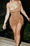 Inclined Shoulder Cultivate One's Morality Package Buttocks Mini Dress AYL2031