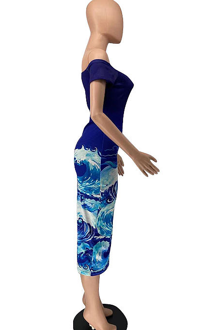 Loose Beach Vacation Printing Midi Dress AYL2041