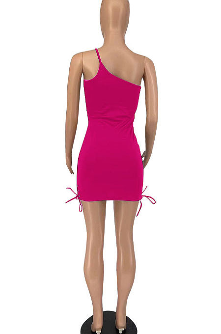 Inclined Shoulder Cultivate One's Morality Package Buttocks Mini Dress AYL2031