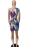 Women Sexy Casual Waist Hollow Out Irregular Mini Dress AYL2044