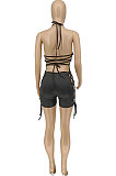 Women Trendy Sexy Small Sweet Wind Bind Romper Shorts WME2045
