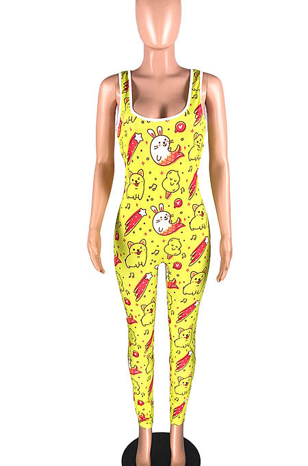 Trendy Womne Cartoon Lips Multi Bodycon Jumpsuits AYL7015