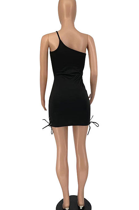 Inclined Shoulder Cultivate One's Morality Package Buttocks Mini Dress AYL2031