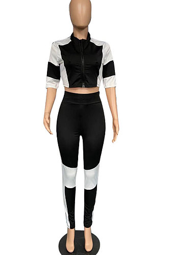 Spliced Black White Women Casual At Home Sexy Pants Sets AYL2022