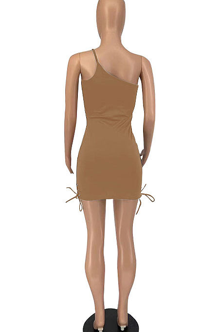 Inclined Shoulder Cultivate One's Morality Package Buttocks Mini Dress AYL2031