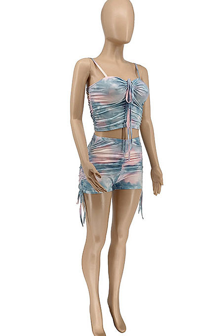 Fashion Printing Bind Personality Shorts Sets WME2053