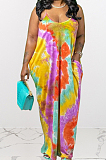 Sping Summer Sling Tie Dye Print Loose Casual Dress Q803