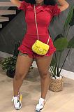 Euramerican Fold Falbala Sleeve Short Two-Piece Q793