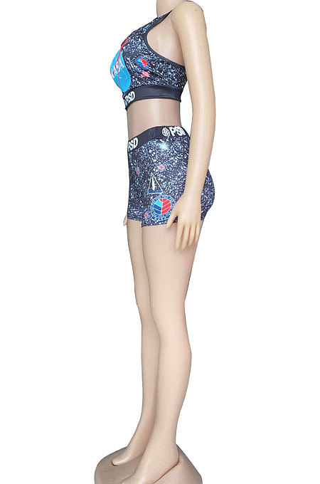 Sleeveless Printing Temperament Commuter Vest Shorts Sets CYC729