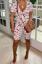 Trendy Sexy Dark V Zipper Romper Shorts N9283