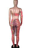 Sexy Club Beach Net Yarn Printing Two-Pieces N9279