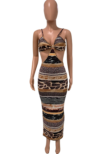 Sexy Sling Leopard Print Boob Tube Top Dress Q804