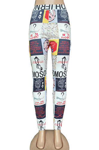 Fashion Graffiti Commuting Casual Mid Waist Long Pants CYC715