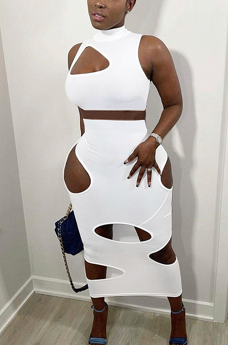 Fashion Irregular Hole Hollow Out Night Club Two-Piece HY5214 