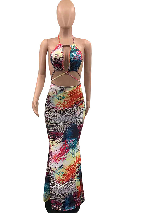 Euramerican Fashion Crow's Feet Backless Dress QSS5080