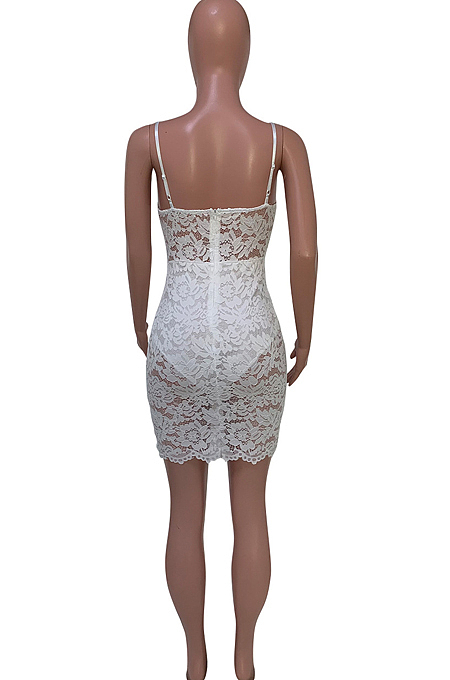 Sexy Sling Lace Fashion Split Dress Q775