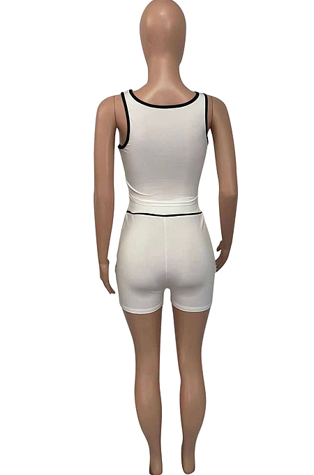 Casual Vest Hot Drilling Letter Shorts Two-Piece Q825