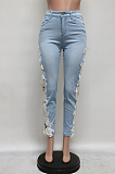 Fashion Hole Wash Lace Cowboy Pants Q662